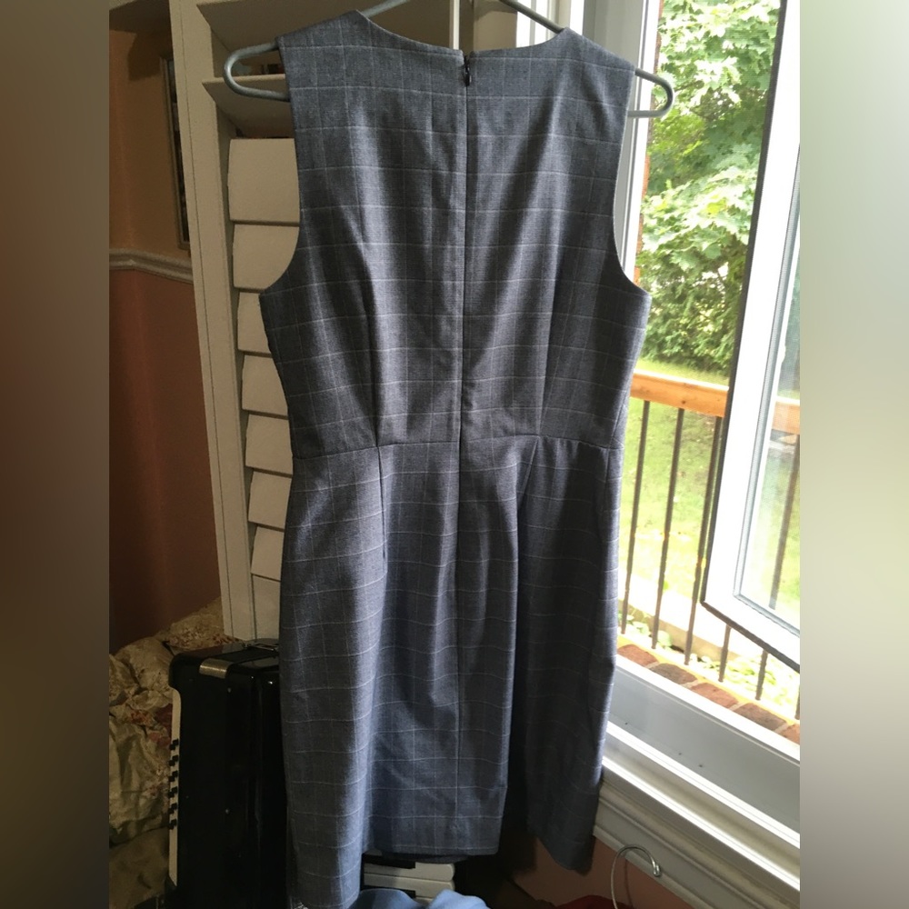 Vintage 1980s, Banana Republic Petites, Classic Dress, pale blue/grey US6P - Picture 2 of 4